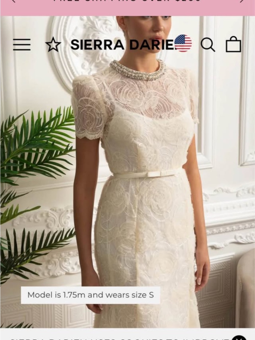 Lace Overlay Ivory Short-Sleeve Dress